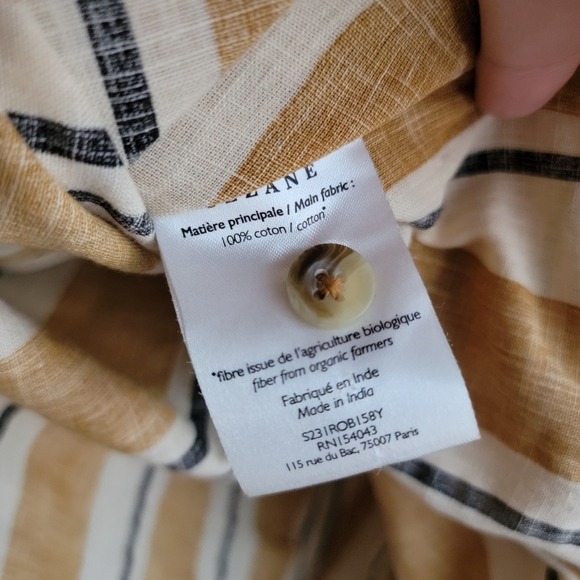 Sezane Celia Dress in Ochre, Ecru and Black stripes size S - Picture 12 of 13